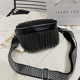 Tassel Leather Crossbody Chest Bag Women Waist Bag Casual Travel Pack