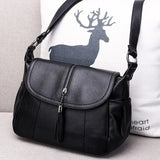 Tassel Shoulder Bag Solid PU Leather Crossbody Large Capacity