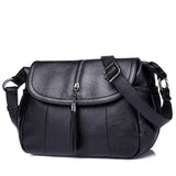 Tassel Shoulder Bag Solid PU Leather Crossbody Large Capacity