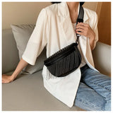 Tassel Waist Bag Women Chest Bags Wide Strap Shoulder Bag