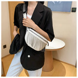 Tassel Waist Bag Women Chest Bags Wide Strap Shoulder Bag
