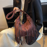 Tassel Women Shoulder Bags Faux Suede Handbags Large Capacity Crossbody Bags
