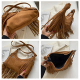 Tassel Women Shoulder Bags Faux Suede Handbags Large Capacity Crossbody Bags