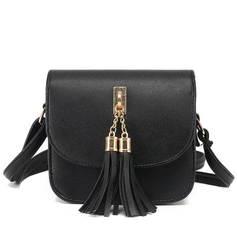 Tassel Women's Shoulder Bag PU Leather Buckle Messenger Bag