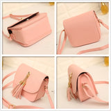 Tassel Women's Shoulder Bag PU Leather Buckle Messenger Bag