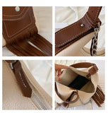 Tassels Hobos Shoulder Bags Large Capacity Chain Handbag Panelled PU Leather Tot