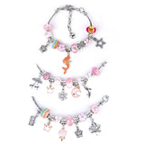 Rainbow Letter Bead Bracelet Set with Pendant and Bag
