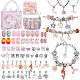 Rainbow Letter Bead Bracelet Set with Pendant and Bag