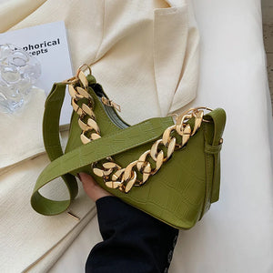 Textured Women Shoulder Bag Chain Decoration Ladies Handbags And Purses