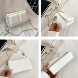 Textured Women's Bag Chocolate Chain Shoulder Bags PU Leather Buckle