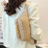 Thick Chain Fanny Pack Bum Bag Quilted Crossbody Bag