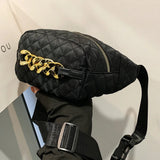 Thick Chain Fanny Pack Bum Bag Quilted Crossbody Bag