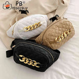 Thick Chain Fanny Pack Bum Bag Quilted Crossbody Bag