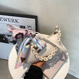 Thick Chain Leather Ribbon Armpit Shoulder Bag
