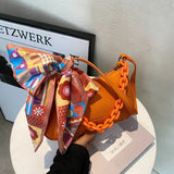 Thick Chain Leather Ribbon Armpit Shoulder Bag