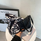 Thick Chain Leather Ribbon Armpit Shoulder Bag