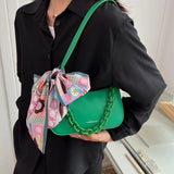 Thick Chain Leather Ribbon Armpit Shoulder Bag
