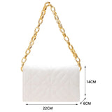 Geometric Embossed Chain Shoulder Bag Women Small Flap Purse Handbag