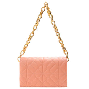 Geometric Embossed Chain Shoulder Bag Women Small Flap Purse Handbag