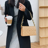 Geometric Embossed Chain Shoulder Bag Women Small Flap Purse Handbag