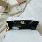 Geometric Embossed Chain Shoulder Bag Women Small Flap Purse Handbag