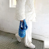 Thick Line Crochet Women Handbags Knitting Shoulder Bags Candy Woven Crossbody B