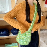 Thick Line Crochet Women Handbags Knitting Shoulder Bags Candy Woven Crossbody B