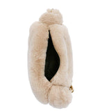 Thick Metal Chains Plush Women Shoulder Bags Handbags Faux Fur Tote