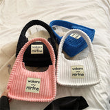 Striped Shoulder Bag Corduroy Tote Handbag Crossbody Spring Female Bag