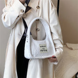 Striped Shoulder Bag Corduroy Tote Handbag Crossbody Spring Female Bag