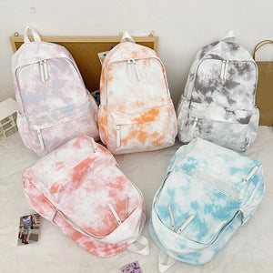 Tie Dye Nylon Women Backpack Anti-theft Female Backpacks