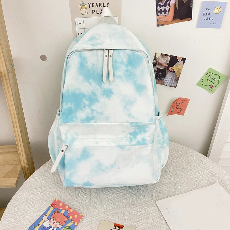 Tie Dye Women Backpack Large Capacity Nylon College School Bags Female Casual