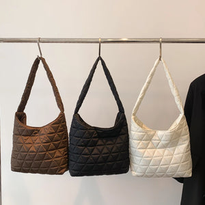 Cotton Quilted Top Handle Bag for Women Lightweight Daily Purse