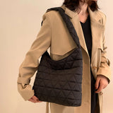 Cotton Quilted Top Handle Bag for Women Lightweight Daily Purse