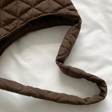 Cotton Quilted Top Handle Bag for Women Lightweight Daily Purse