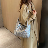 Large-capacity Cotton Padded Clutch Handbag Solid Shoulder Tote
