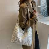 Large-capacity Cotton Padded Clutch Handbag Solid Shoulder Tote