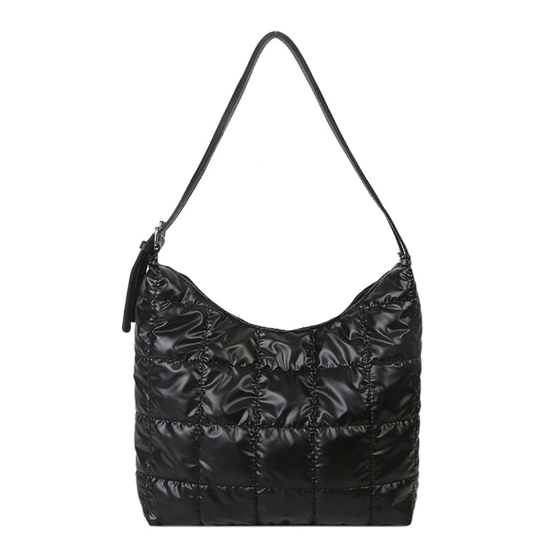 Large-capacity Cotton Padded Clutch Handbag Solid Shoulder Tote