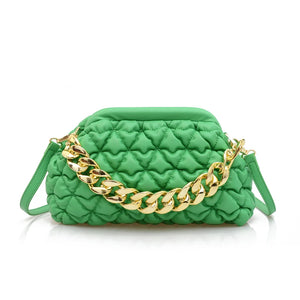 Quilted PU Leather Tote Bag with Chain Shoulder Strap