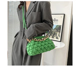 Quilted PU Leather Tote Bag with Chain Shoulder Strap