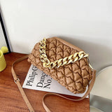 Quilted PU Leather Tote Bag with Chain Shoulder Strap