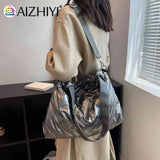 Cotton Padded Messenger Bag Quilted Crossbody Handbag Large Capacity Tote