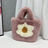 Faux Fur Tote Bag Women Handbags Soft Plush Shopper Bag Warm Winter