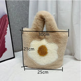 Faux Fur Tote Bag Women Handbags Soft Plush Shopper Bag Warm Winter