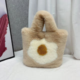 Faux Fur Tote Bag Women Handbags Soft Plush Shopper Bag Warm Winter