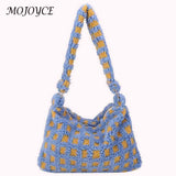 Retro Warm Autumn Winter Top-handle Bag Fluffy Women Soft Plush Zipper Small