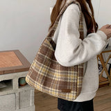 Women's Contrast Stripe Printing Tote Bag - Large Capacity Shoulder Handbag