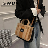 Plush Tote Bags for Women Handbags Casual Shoulder Crossbody Bags