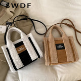 Plush Tote Bags for Women Handbags Casual Shoulder Crossbody Bags