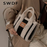 Plush Tote Bags for Women Handbags Casual Shoulder Crossbody Bags